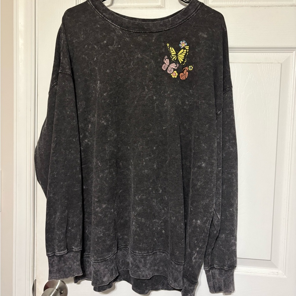 Rebellious One Black Sweatshirt with Butterfly Design